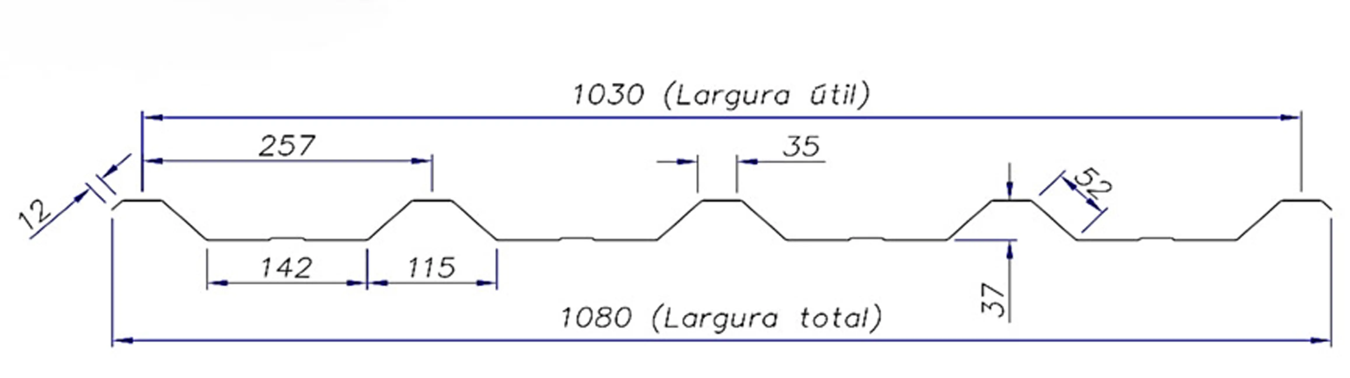 Dimensões Telha Trapézio 40/1020